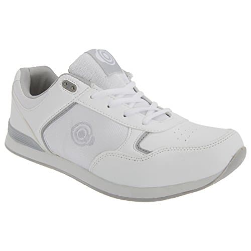 Image of Dek JACK Lace Up Original Padded Bowling Trainer Shoes - White/Grey PU/Textile, Mens UK 7 / EU 41
