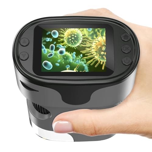 Image of 1000X Handheld Digital Microscope for Kids - 4K 2.0" Screen, Rechargeable Mini Labster Portable Pocket Scope, Includes Slides Kit - Science Gadget Edu Gift for Children Ages 4-12 (Grey)