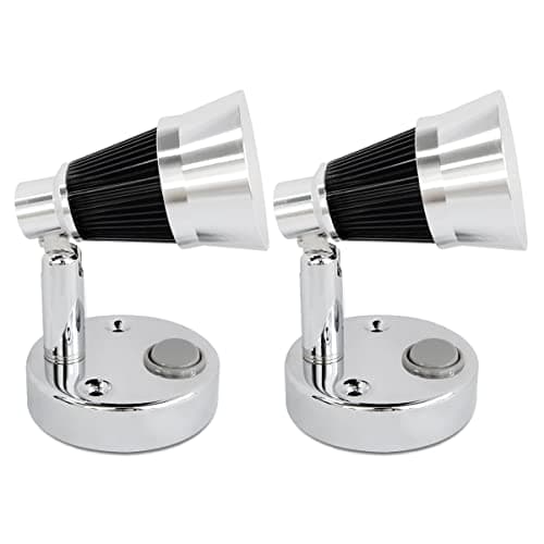 Image of Dream Lighting 12v Wall Lights for Boats - 2W 100LM 3000K Warm White Chrome Plated Finish - Caravan Reading Spot Light - Campervan Motorhome RV Inteiror LED Lighting Set of 2
