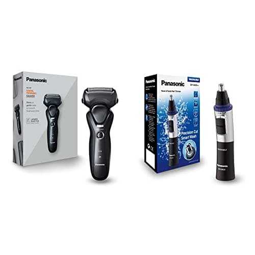 Image of Panasonic ES-RT37 Wet and Dry Rechargeable Electric 3-Blade Shaver for Men (100-240 V) & ER-GN30 Wet and Dry Electric Nose, Ear and Facial Hair Trimmer for Men