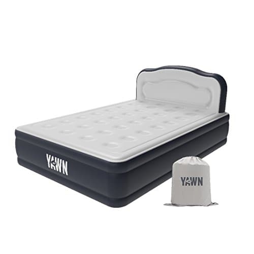 Image of YAWN AIR Self-Inflating Airbed Double Size - Great Guest Bed, Camping Mattress - Built-in Pump & Headboard - Grey Fabric Material - Available in UK Single, Double & King
