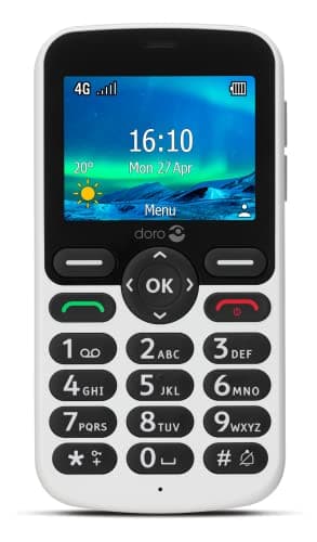 Image of Doro 5860 4G Unlocked Mobile Phone for Seniors with Talking Number Keys, 2MP Camera, Assistance Button and Charging Cradle [UK and Irish Version] (White)