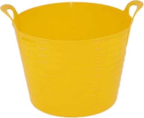 Image of SPECTRAPLAST® 45 Liter Heavy Duty Large Flexi Tub Garden Home Flexible Colour Plastic Storage Container Bucket Flex Tub- MADE IN U.K. (YELLOW, 45 LITRES)
