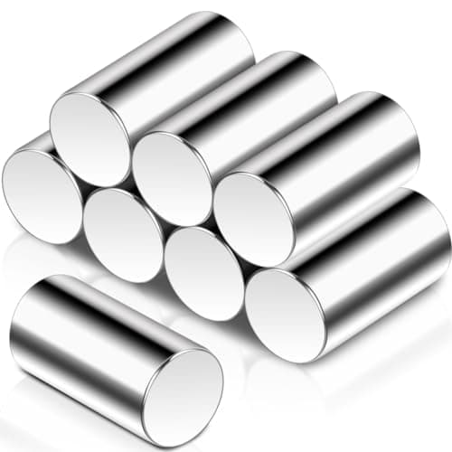 Image of Pack of 8 Disc Magnets, 10 x 20 mm Magnets Strong, Neodymium Power Magnet Silver, Extra Strong Magnets for Magnetic Board, Whiteboard, Workshop, Fridge, Cylinder Magnets