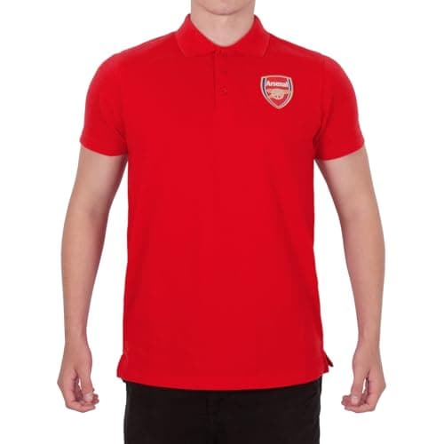 Image of Arsenal FC Official Football Gift Mens Crest Polo Shirt Red XL