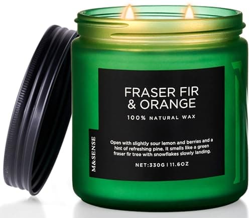 Image of M&SENSE Fir Orange Scented Candles, 11.6oz Soy Wax Candle, Up to 70 Hours Long Burning Candles, 2 Cotton Wick Cozy Jar Candles, Holiday Aromatherapy Candle for Relaxation