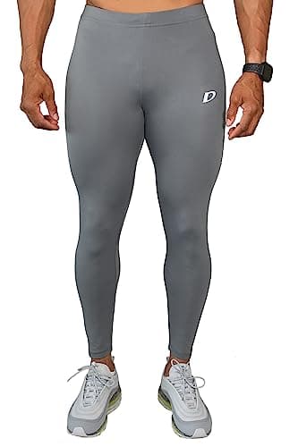 Image of DECISIVE Fitness Men's Compression Pants Base Layer Tights Leggings for Workout Running Sports Tights - Grey - L