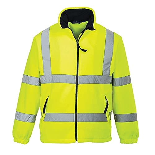 Image of Portwest F300 Hi-Vis Reflective Fleece Jacket with Pockets - CE Certified High Viz Outdoor Safety Workwear, Yellow, M