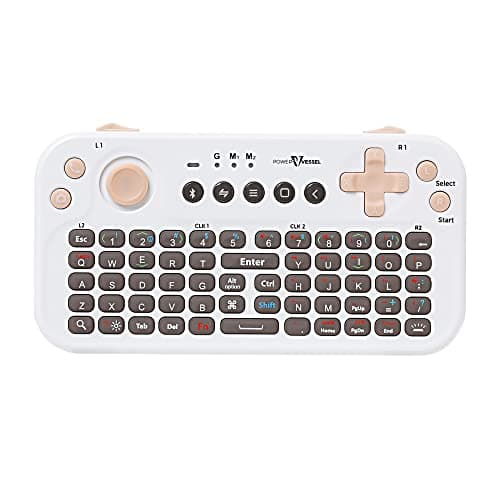 Image of FUNDIAN Bluetooth Keyboard with Jog Mouse and Audio Receiver, White, Remote Wireless Controller Compatible with Smartphone, Laptop, Tablet, iPad, Nvidia Shield TV, Xiaomi TV Stick, Mi Box, Fire TV