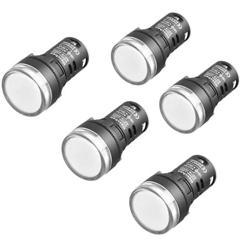 Image of Heschen 22mm LED Indicator Pilot Light, AD16-22D/S, 24VDC 20mA, White Light Colour, 5Pack