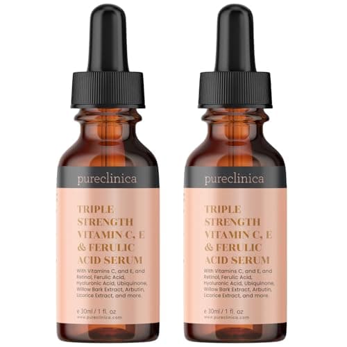 Image of Triple Strength Vitamin C, E & Ferulic Acid Serum (w/Retinol & double weight Hyaluronic Acid) – 30ml / 1 fl oz (2 bottles)