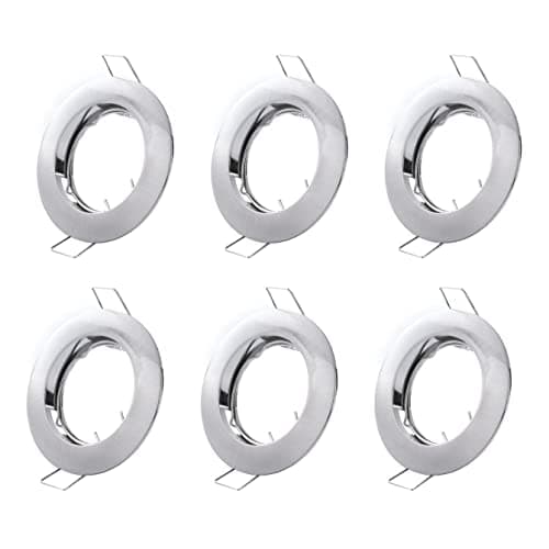 Image of Hsthe Sea Set of 6 Recessed Light Frames, Ceiling Mount, Recessed Spotlights, Aluminium (LED/Halogen/GU10/MR16/PAR16/50 mm), Silver