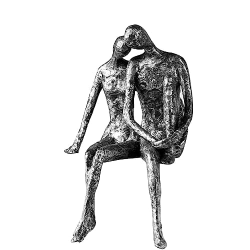 Image of Casablanca Sculpture Decorative Figure of a Couple/Pair in Polyresin – Colour: Antique Silver, Height 25 cm