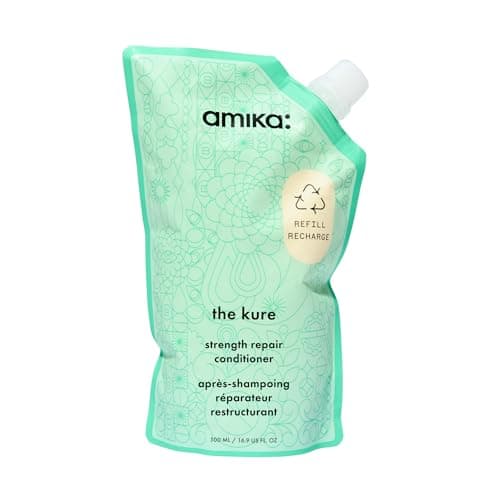 Image of amika the kure strength repair hair conditioner - strengthening conditioner for hair care - bond fortifying technology helps reduce breakage - enriched with plant butters + sea buckthorn (500 ml)