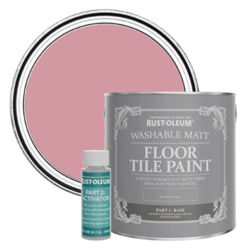 Image of Rust-Oleum Pink Washable Matt Floor Tile Paint - Dusky Pink 2.5L