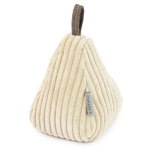 Image of LIVIVO Weighted Door Stop - Sand-Filled Heavy Door Stopper with Pear Design and Handle, Decorative Door Stop for Home, Bedroom, Living Room, Office (Pear)
