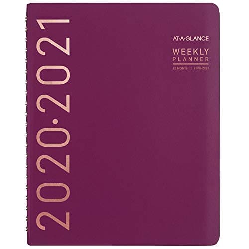 Image of Academic Planner 2020-2021, AT-A-GLANCE Weekly & Monthly Planner, 8-1/4" x 11", Large, Contempo, Wine (70957X59)