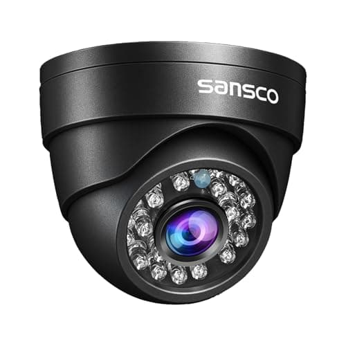 Image of SANSCO 1080P Wired CCTV Security Camera Outdoor Indoor, Full Metal Housing (No Plastic), Add-on Dome Camera for Home Analog DVR System, 100ft Clear Night Vision, IP67 Waterproof, Wide Angel, 3420