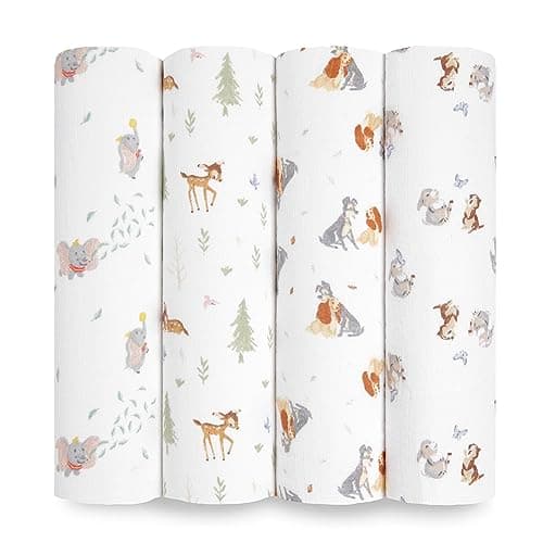 Image of aden + anais™ essentials cotton muslin 4 pack swaddle blanket Disney+friends