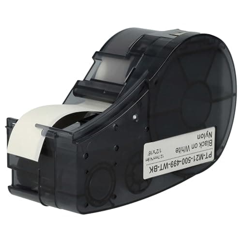 Image of vhbw Label Tape Compatible with Brady BMP21-LAB, IDPAL, M210, LABPAL, BMP21 Plus Label Printer 6.4m x 12.7 mm, Black on White, Nylon