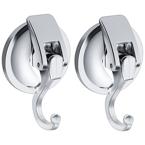 Image of Hemiks 2 Pack Suction Hooks, Vacuum Suction Cup Hooks Powerful Push Removable Heavy Duty Hooks for Kitchen, Bathroom and Living Room Pendants with a Maximum Load of 5KG