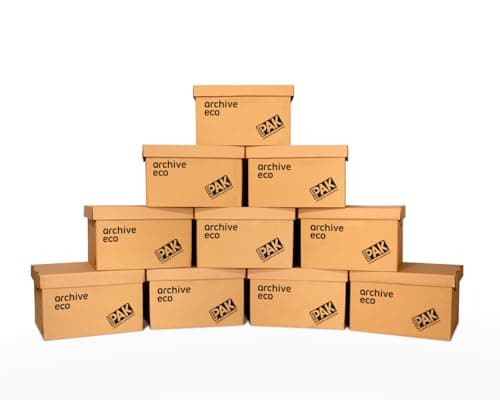 Image of StorePAK Eco Archive / Storage Cardboard Boxes & Lids - Easy to Assemble, Home Storage, Office & Moving House ,33 Litres - H26 x W34 x D43cm