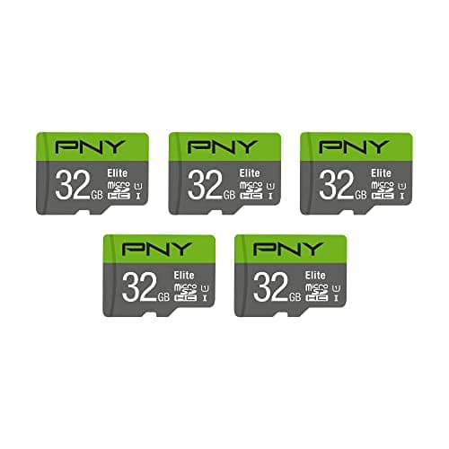 Image of PNY 32GB Elite Class 10 U1 microSDHC Flash Memory Card - 100MB/s, Full HD, UHS-I, Micro SD, 5 Count (Pack of 1)