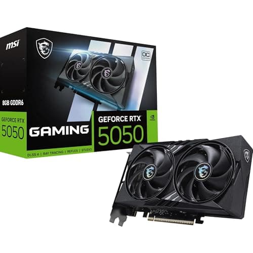 Image of MSI GeForce RTX 5050 8G GAMING OC Graphics Card - RTX 5050 GPU, 8GB GDDR6 (20Gbps/128-bit), PCIe 5.0 - TWIN FROZR 10 (2 x STORMFORCE FAN) - HDMI 2.1b, DisplayPort 2.1b