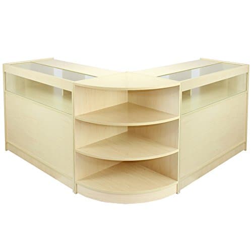 Image of MonsterShop Libra Retail Display Shop Counters Set & Glass Showcase Cabinet Units, Maple