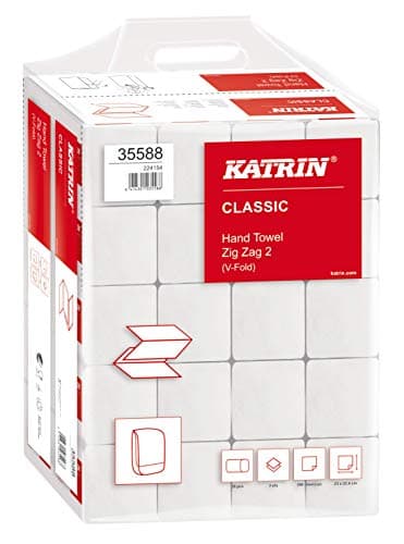 Image of KATRIN® Classic Zig Zag 2 Paper Towels, 2-Ply V-Fold, 20 x 200 Towels, 23 x 24.4 cm, White (Pack of 4,000)