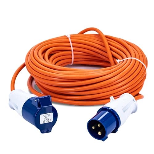 Image of Status 25M Extension Lead, 16A/230V, 1.5mm Orange Cable, IP44 Weatherproof – Ideal for Camping, Caravans, Motorhomes & Construction Sites (25M16A1.51PK4)