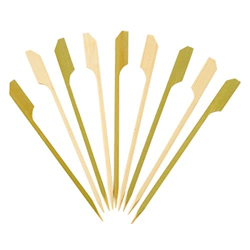 Image of [100 Count] 4.7 Inch - 12cm Bamboo Wooden Paddle Picks Skewers for Cocktails, Appetizers, Fruits, and Sandwiches
