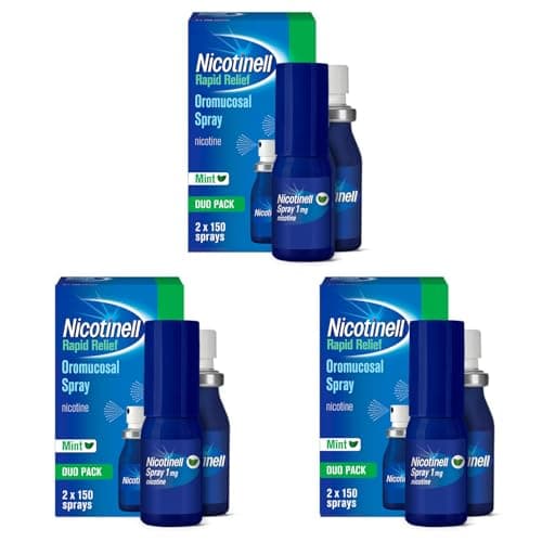 Image of Nicotinell Nicotine Mouthspray 1mg, Fresh Mint Flavour Duo (Pack of 3 Duos) Quit Smoking or Vaping Aid - Starts Reducing Cravings in 30 Seconds, Lasts up to 2 Hours