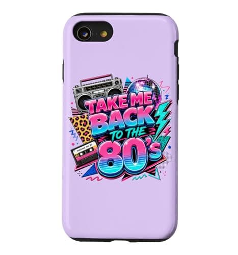 Image of Funny Aesthetic Retro Boombox Take Me Back to the 80's Case for iPhone SE (2020) / 7/8