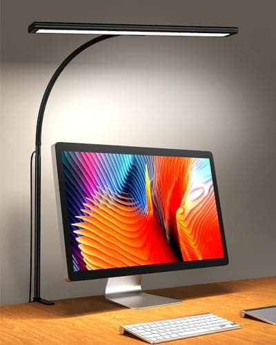 Image of iFalarila 160 LED Desk Lamp - Super Bright Dimmable Clamp Lamp for Home Office with 3 Colour Temperatures and 10 Brightness Levels, Office Lamp with 10W USB Adapter