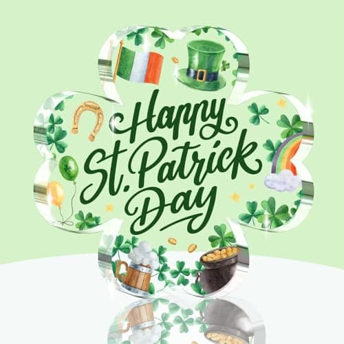 Image of St Patricks Day Accessories Acrylic Tabletop Ornament Four Leaf Clover Decorations Irish Blessing Sign Leprechaun Hat Rainbow Festive Icons friends Husband Wife Brother St Patricks Day Decorations
