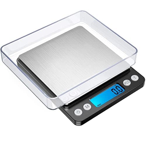 Image of Digital kitchen Scales 3000g / 0.1g High-precision Mini Food Scales with Backlit LCD Display Stainless Steel Multifunctional Scale With 2 Weighing Pans Batteries Included(Pocket Scale 3kg)