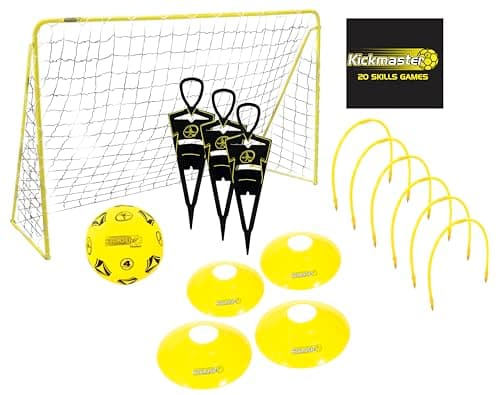 Image of Kickmaster Ultimate Football Challenge Training Set | Includes Games Manual | Targets Ball Hoops | Soccer Skills Practice