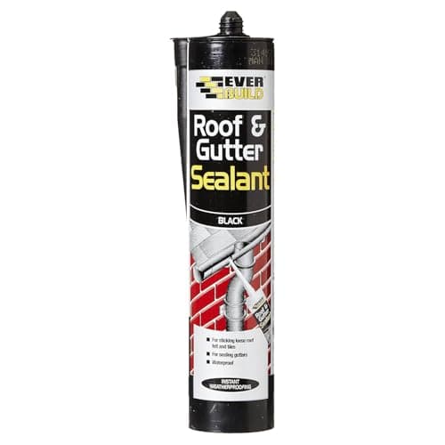 Image of Everbuild Everflex Roof and Gutter Sealant – Butyl-Based Sealant and Adhesive for Roofing – Excellent Weathering Properties – Black – 295 ml