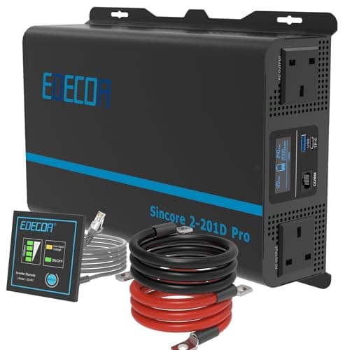 Image of EDECOA 2000W Pure Sine Wave Power Inverter 2000 Watts DC 12V to 240V AC Car Power Converter 4000W Peak with USB Port Type-C Port, UK Outlets, Remote Controller