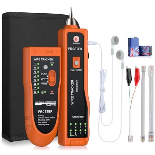 Image of Proster Network Cable Tester Cable Tracer with Battery Earphone Sensitive Wire Tracker Telephone Cable Tester Wire Tracer for LAN Ethernet RJ45 RJ11