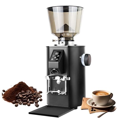 Image of Commercial Flat Burr Coffee Grinder, Electric Coffee Bean Grinder, 64mm Burr with 9 Precise Settings for Espresso & Pour Over, Dual Dosing Modes, Large Capacity Hopper & Portafilter Holder Black