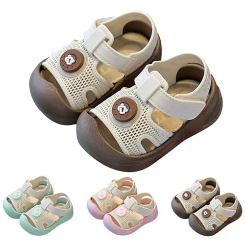 Image of Toddler Boys Sandals Boys and Girls Sandals Closed Toe First Walking Beach Summer Toddlers Breathabale Soft Sole Lightweight Barefoot Trainers Shoes Cute Infant Pre Walker Outdoor Toddlers Brown