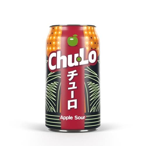 Image of Chu Lo Apple Sour Cans 24 Pack, Japanese-Inspired Soda, Reduced Sugar Premium Soft Drink, Sour Fizzy Drink Apple Flavour, Vegan Friendly, Gluten Free, Made in the UK – 24 Cans x 330 ml