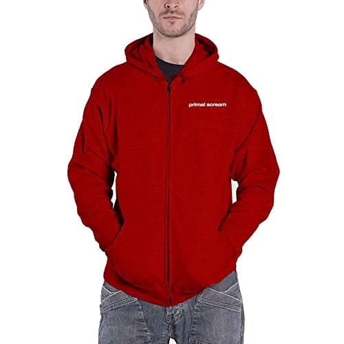 Image of Rock Off Primal Scream Hoodie Screamadelica Band Logo Official Mens Red Zipped L