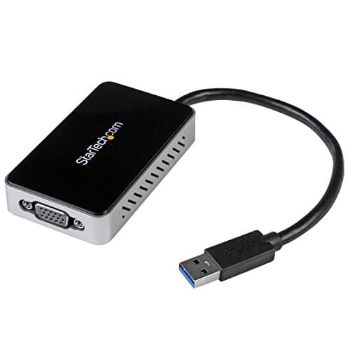 Image of StarTech.com USB 3.0 to VGA Adapter with 1 Port USB Hub - 1920x1200 - External Video & Graphics Card - Dual Monitor Display Adapter - Supports Windows (USB32VGAEH),Black