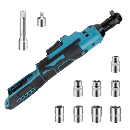 Image of Electric Ratchet, Cordless Ratchet Compatible with Makita 18V, 3/8" Battery Ratchet, 55N.m Cordless Ratchet Wrench with LED, 8 Sockets/1/4 Adapter/3" Extension Bar(No Battery)