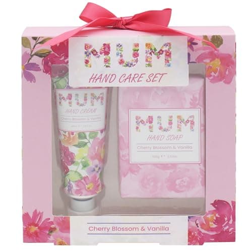 Image of The Leonardo Collection Jennifer Rose Gallery Mum Hand Care Set | Hand Cream for Dry Hands & Nourishing Hand Soap | Moisturising Non-Greasy Formula for Dry Cracked Skin with Cherry Blossom & Vanilla