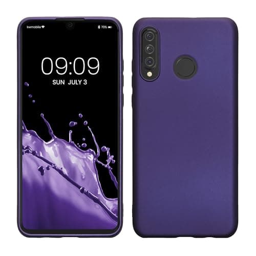 Image of kwmobile Case for Huawei P30 Lite Case - Soft Slim Metallic TPU Silicone Cover - Metallic Blue Violet