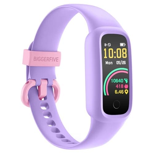 Image of BIGGERFIVE Vigor 2 L Kids Fitness Tracker Watch for Boys Girls Ages 5-15, Activity Tracker, Heart Rate Sleep Monitor, IP68 Waterproof, Pedometer, Calorie Step Counter Watch, Lilac